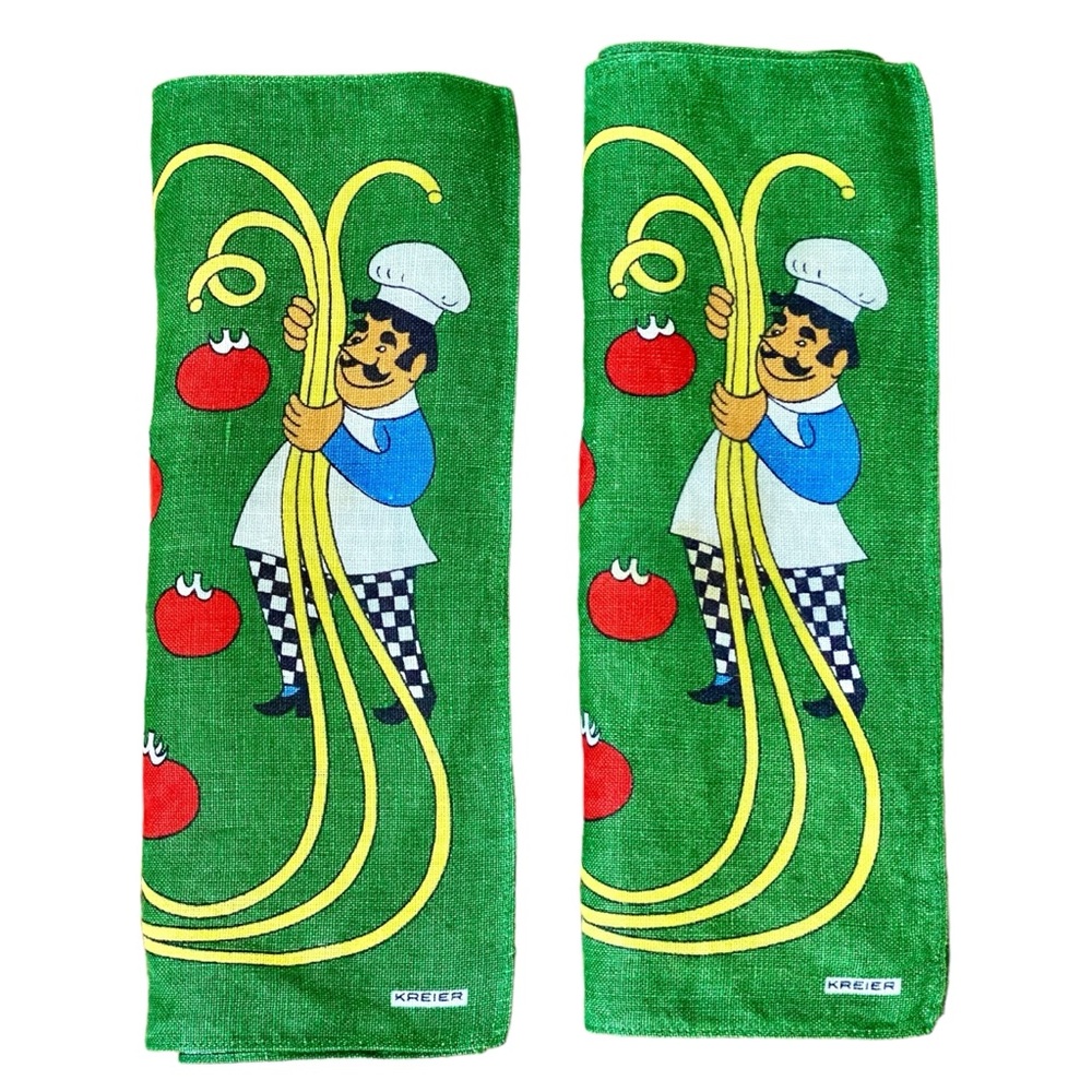 Pair of Vintage Kreier Kitchen Tea Towel/Placemats